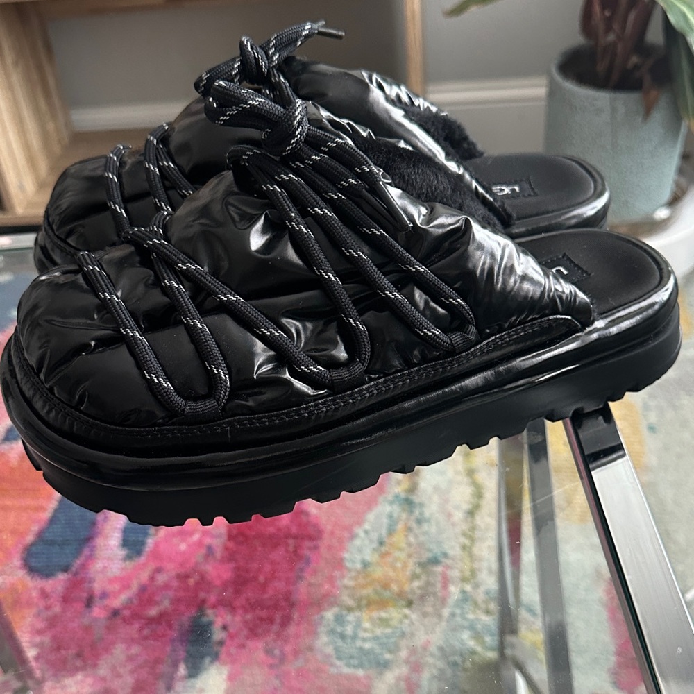 UGG Black Mules space sliders with Lace Detail - Picture 2 of 6